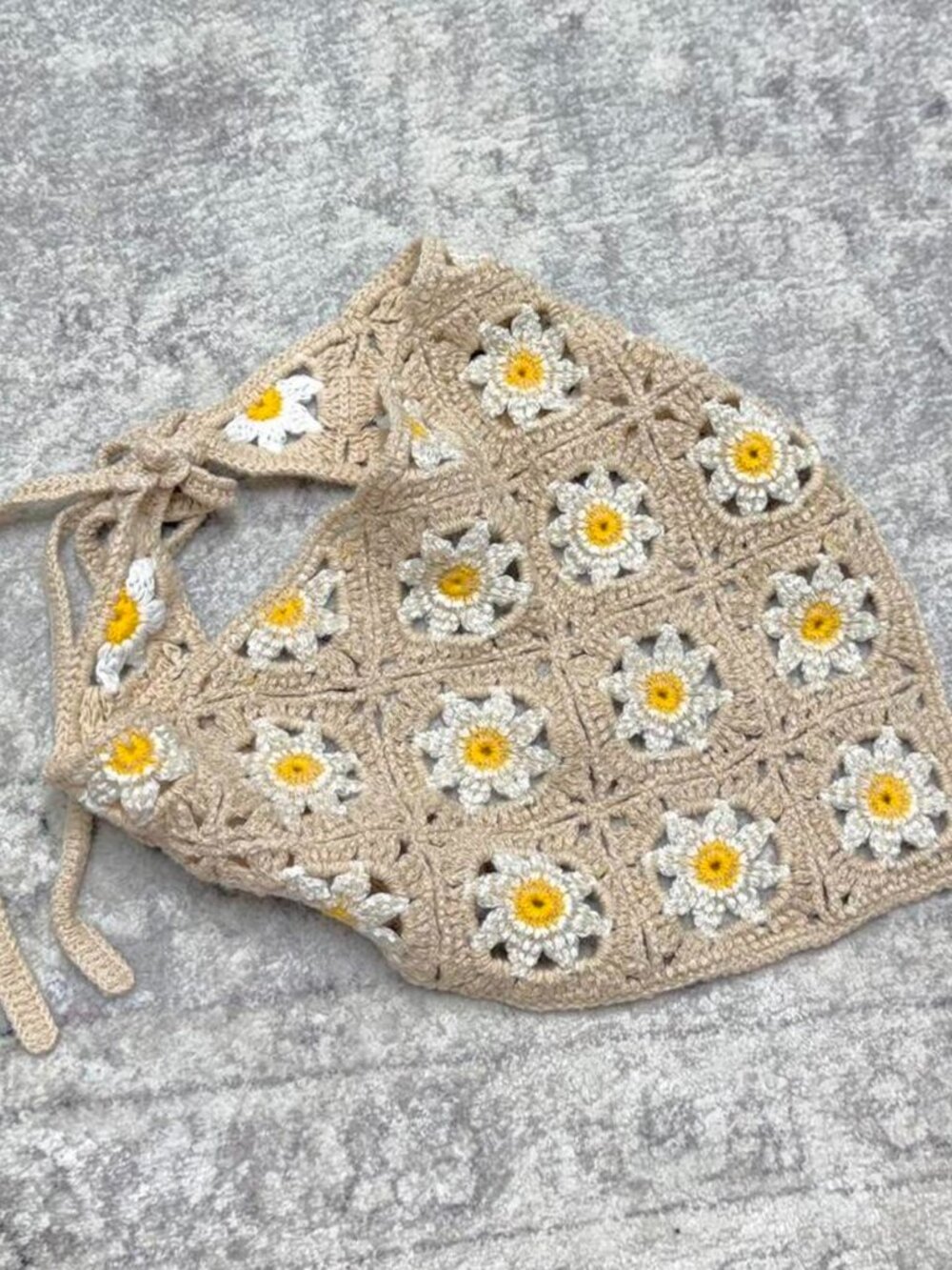 granny square crochet bandana head scarf